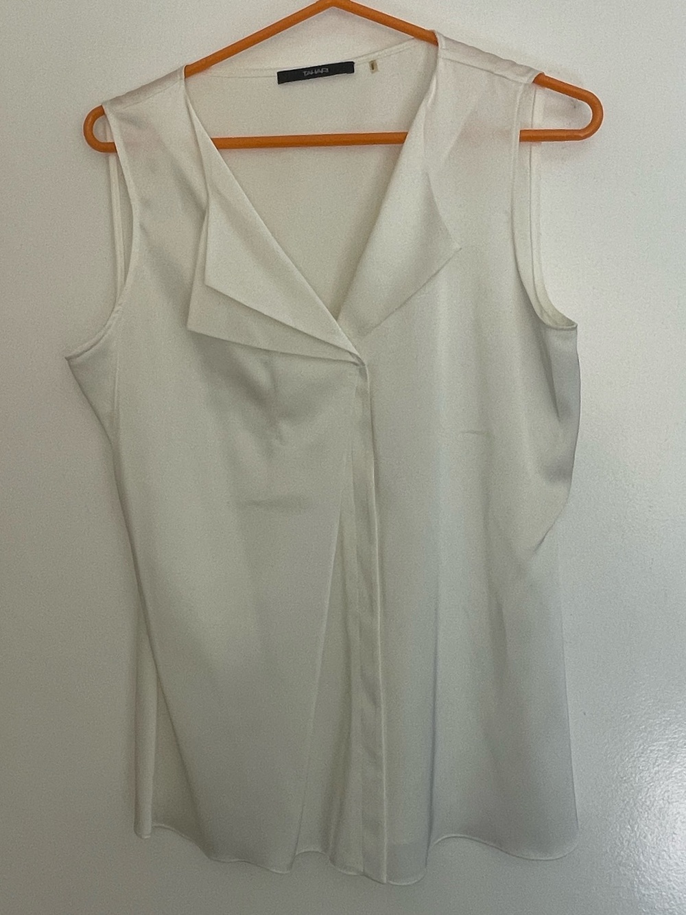 Tahari White Satin Blouse S